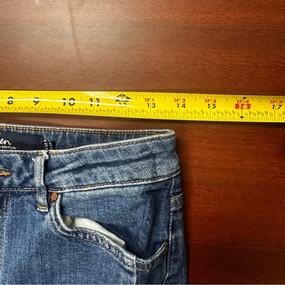 Boden Blue Denim Jeans Cambridge Ankle Skimmer Womens size 4P Cutoff Colorblock - Picture 7 of 9